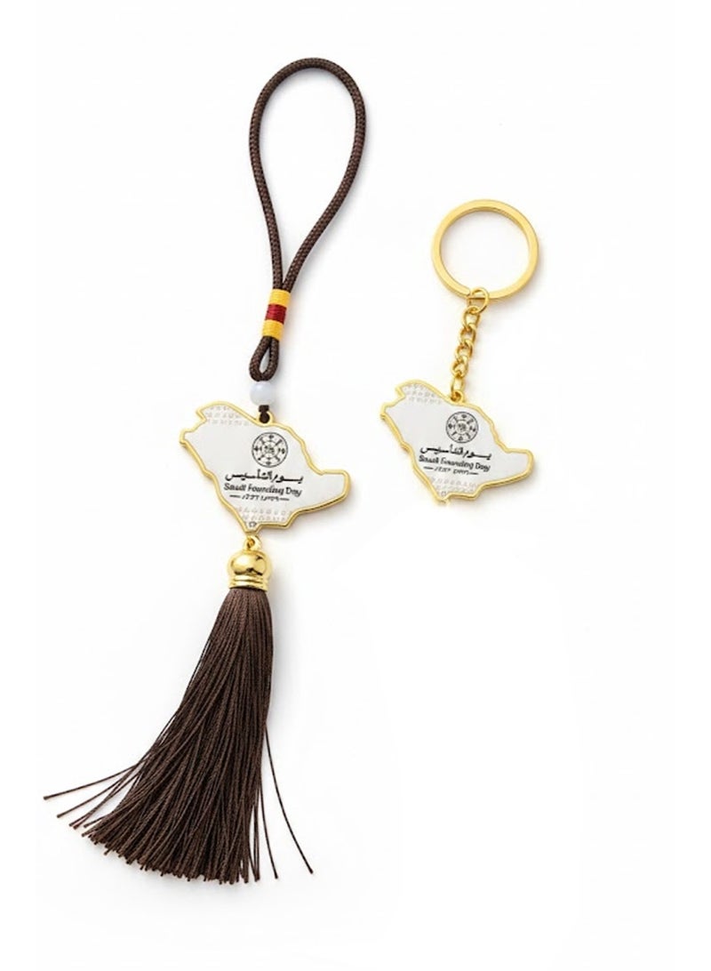 سي او أرماء طقم 3 قطع زينة سيارات للاحتفال بيوم التاسيس السعودي مع تعليقة ومدالية - Image 4